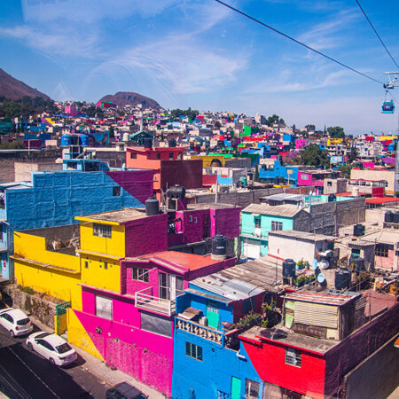Itzapalapa in Mexico City Cablebús Colorful, sunny