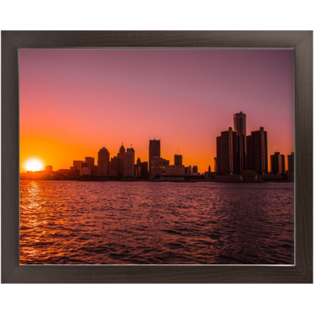 Downtown Detroit At Sunset Framed Print